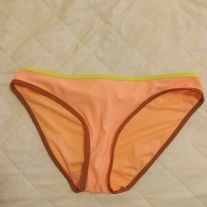 NWOT Aerie Neon Bikini Bottom Coral Orange Contrasting Trim Lime Green Red Small